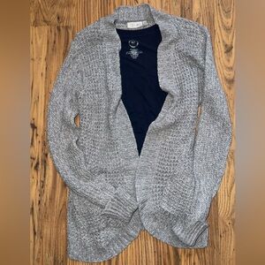 Gray Cardigan and navy tank top